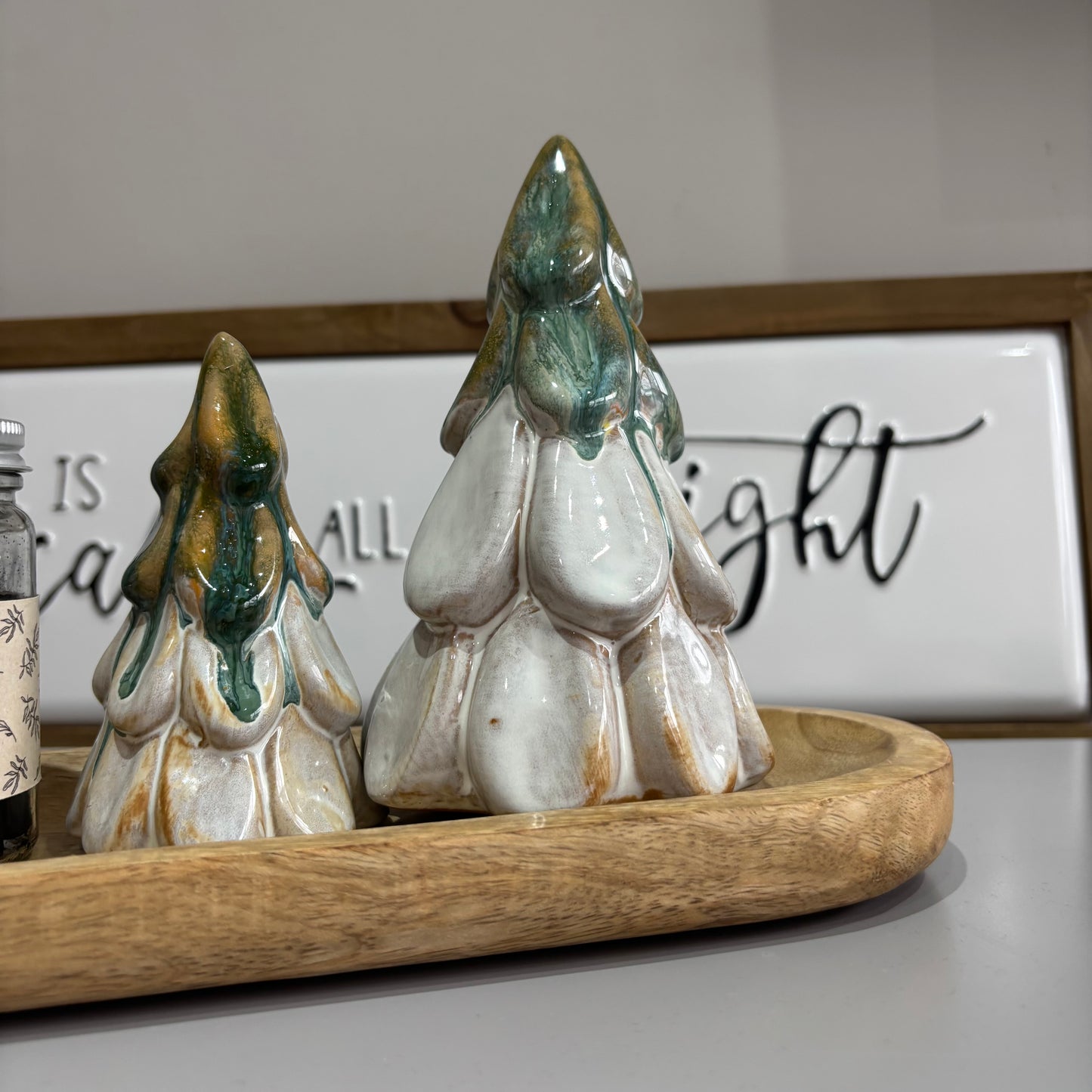 Green Ombré Ceramic Christmas Tree - set of two