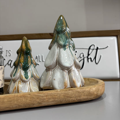 Green Ombré Ceramic Christmas Tree - set of two