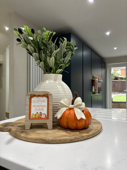 Pumpkin with cream bow - 2 sizes