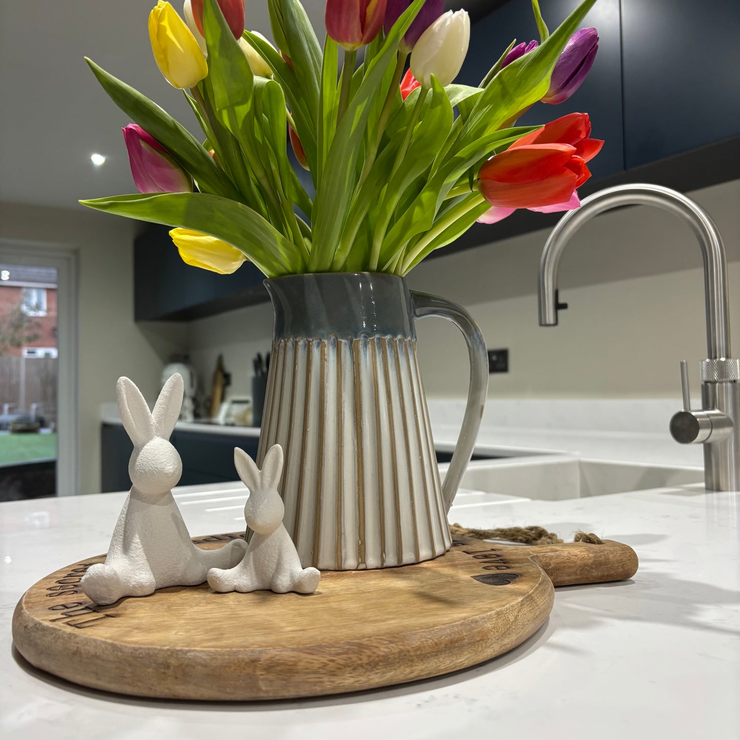 White Ceramic Sitting Bunnies - 2 sizes