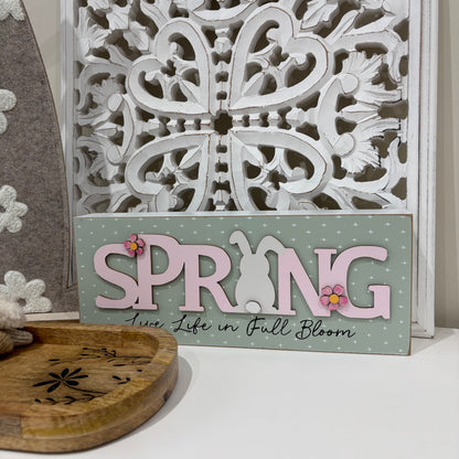 Live Life in Full Bloom Bunny Spring Box Sign