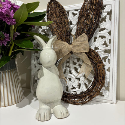Ceramic Standing Rabbit Ornament – Natural Finish