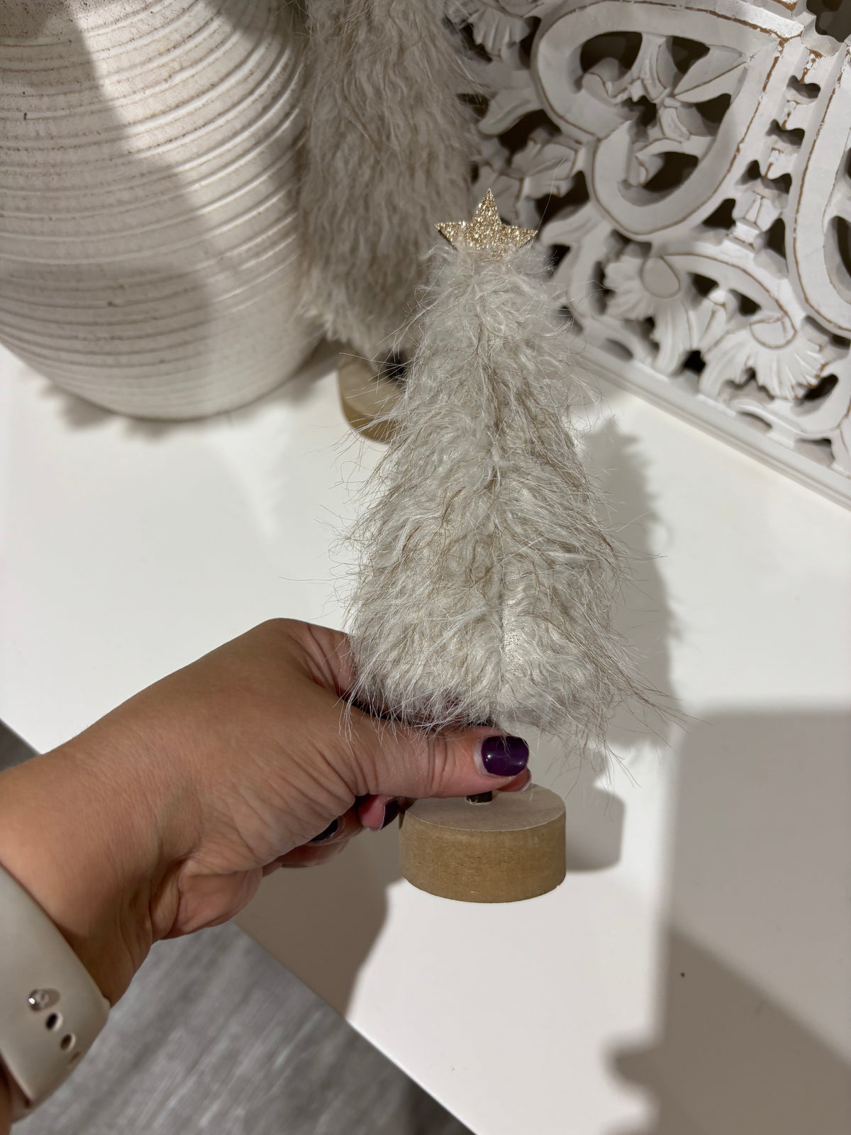 Fluffy Tree on Wood Base - 2 sizes