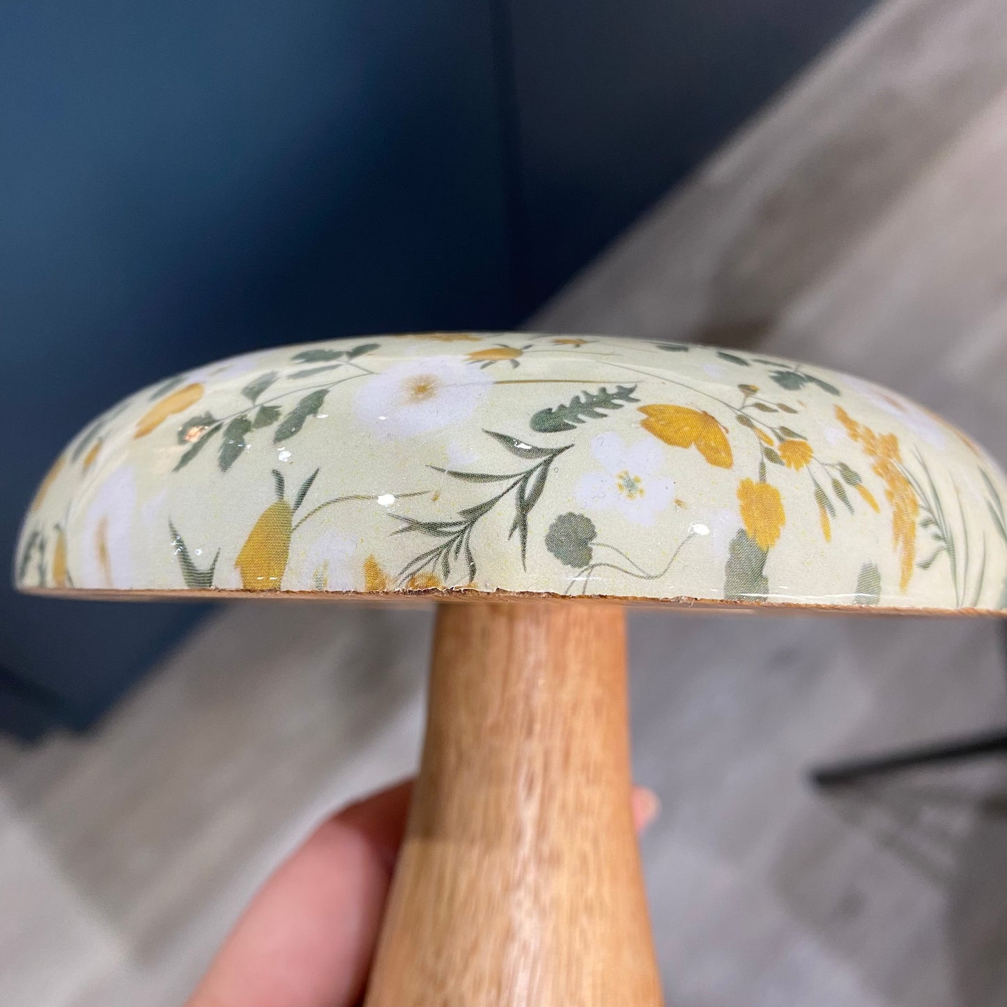 Springtime wooden mushroom duo