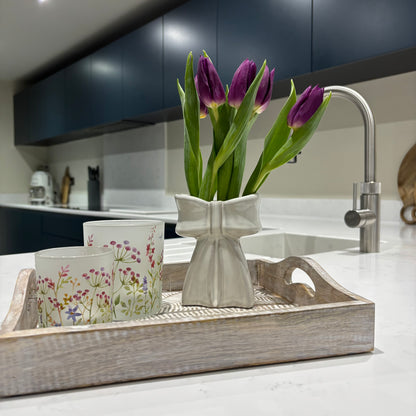 White Ceramic Bow Vase - 2 sizes