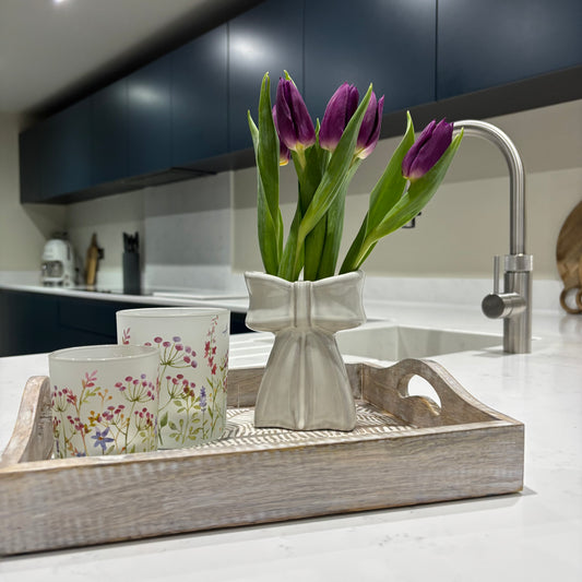 White washed wood tray 31cm