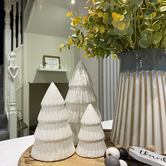 Matte white ceramic Christmas tree. - 3 sizes