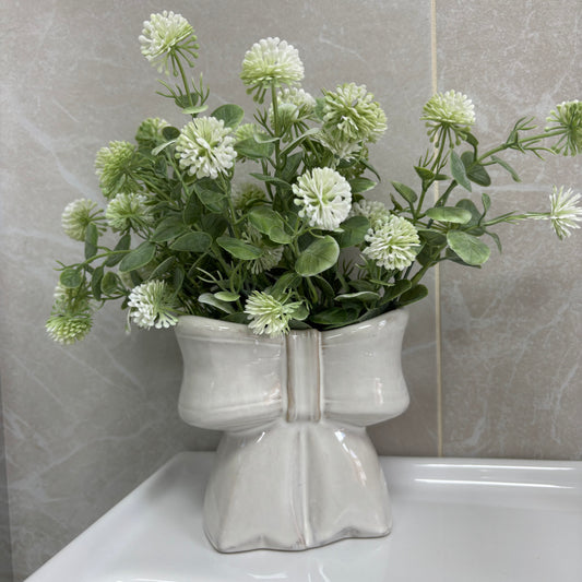 Faux Globe Ball Bunch – Green & White – 58cm