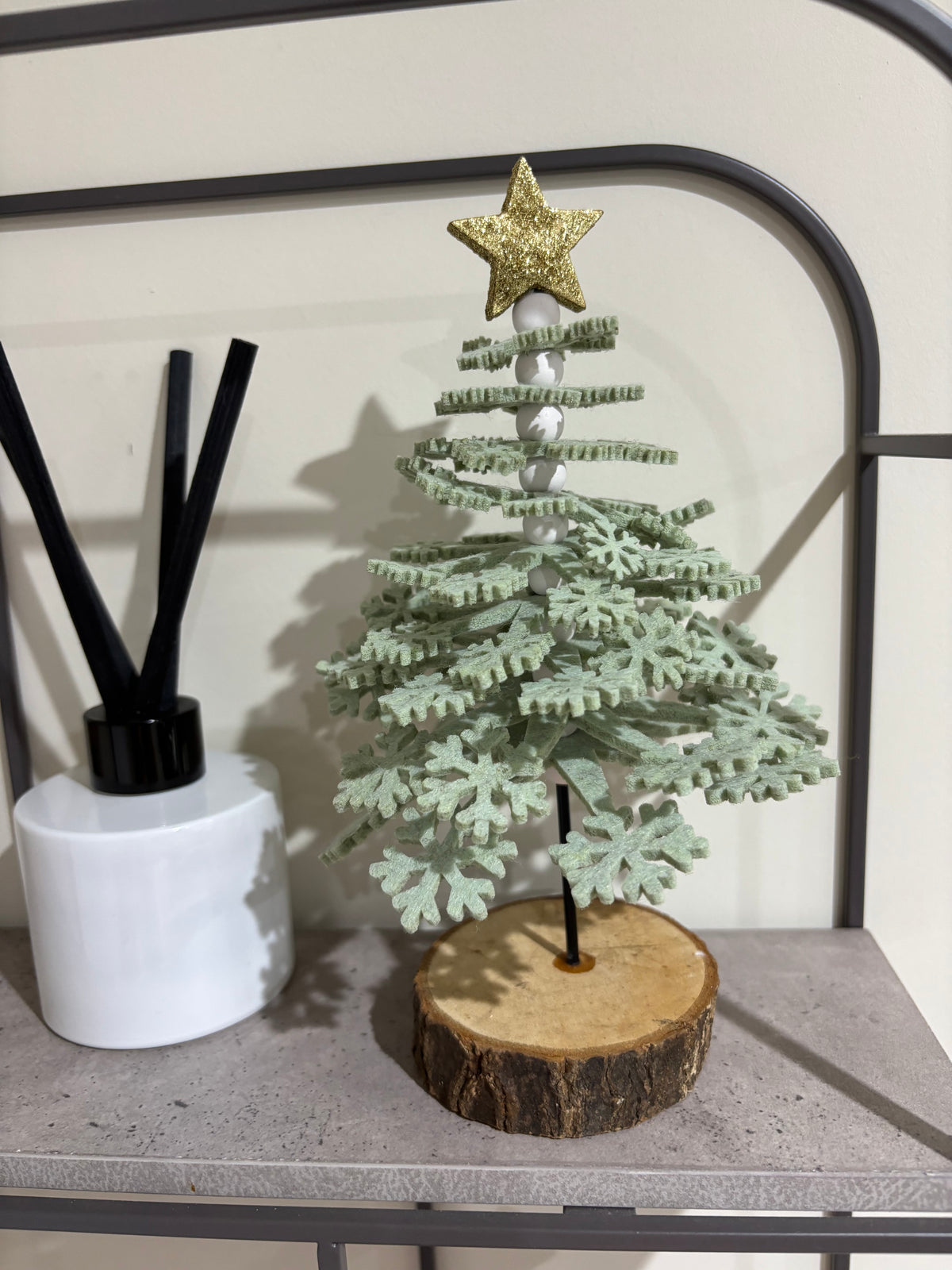 Felt Snowflake Christmas Tree on Wooden Base