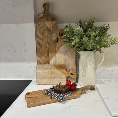 Amelie - Dual Tone Wooden Chopping Board with Heart Carved Handle - 2 sizes