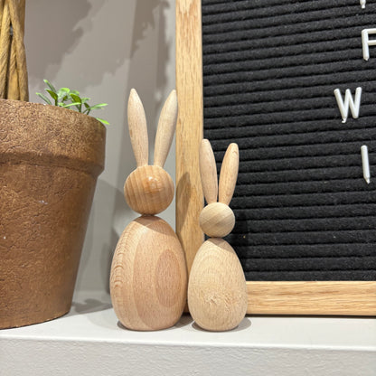 Rustic Wooden Rabbit Decorations – Set of 2