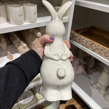 Ceramic Standing Rabbit Ornament – Natural Finish