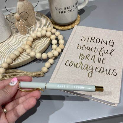 Strong, Beautiful, Brave, Courageous Fabric Journal