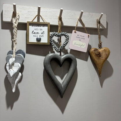 Long Wooden Hanging Heart