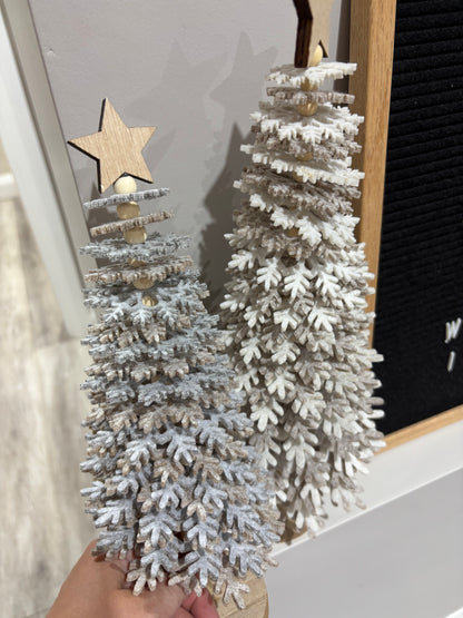 Beige & White Snowflake Christmas Tree - 2 sizes - note colour differences
