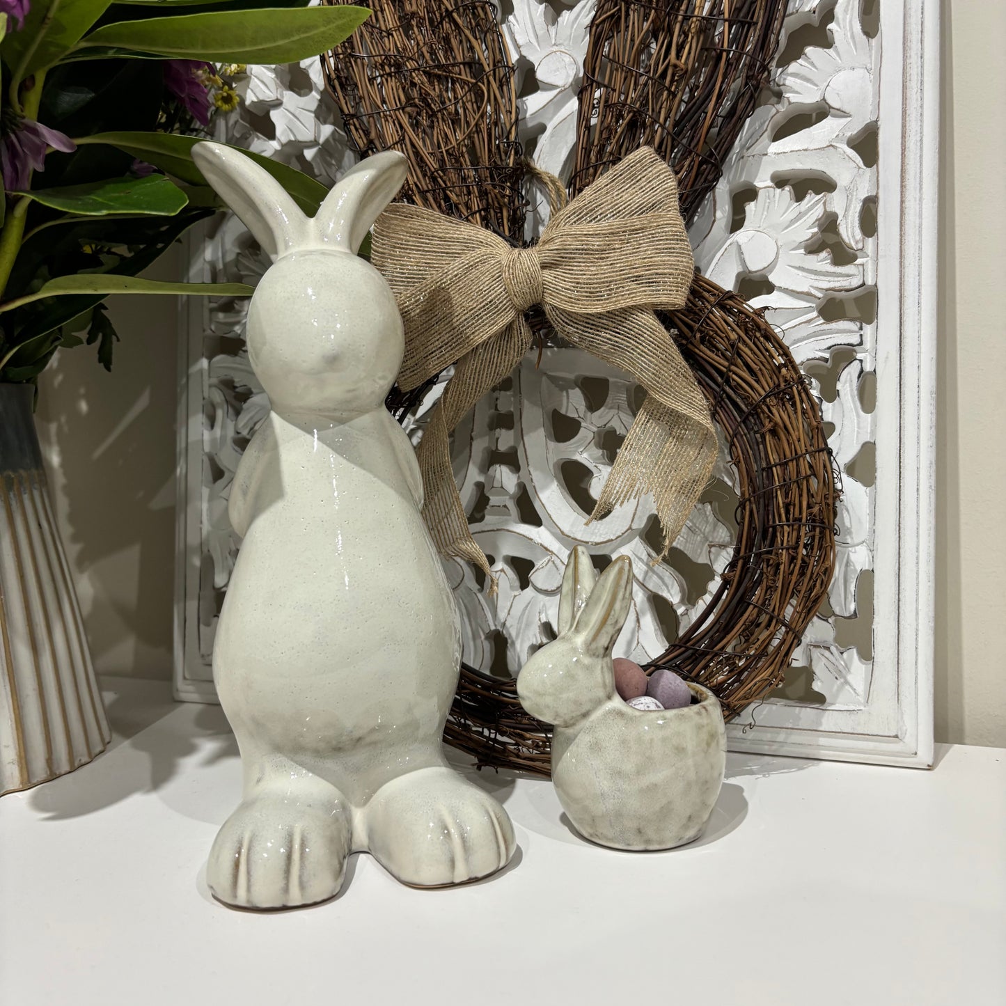 Ceramic Standing Rabbit Ornament – Natural Finish