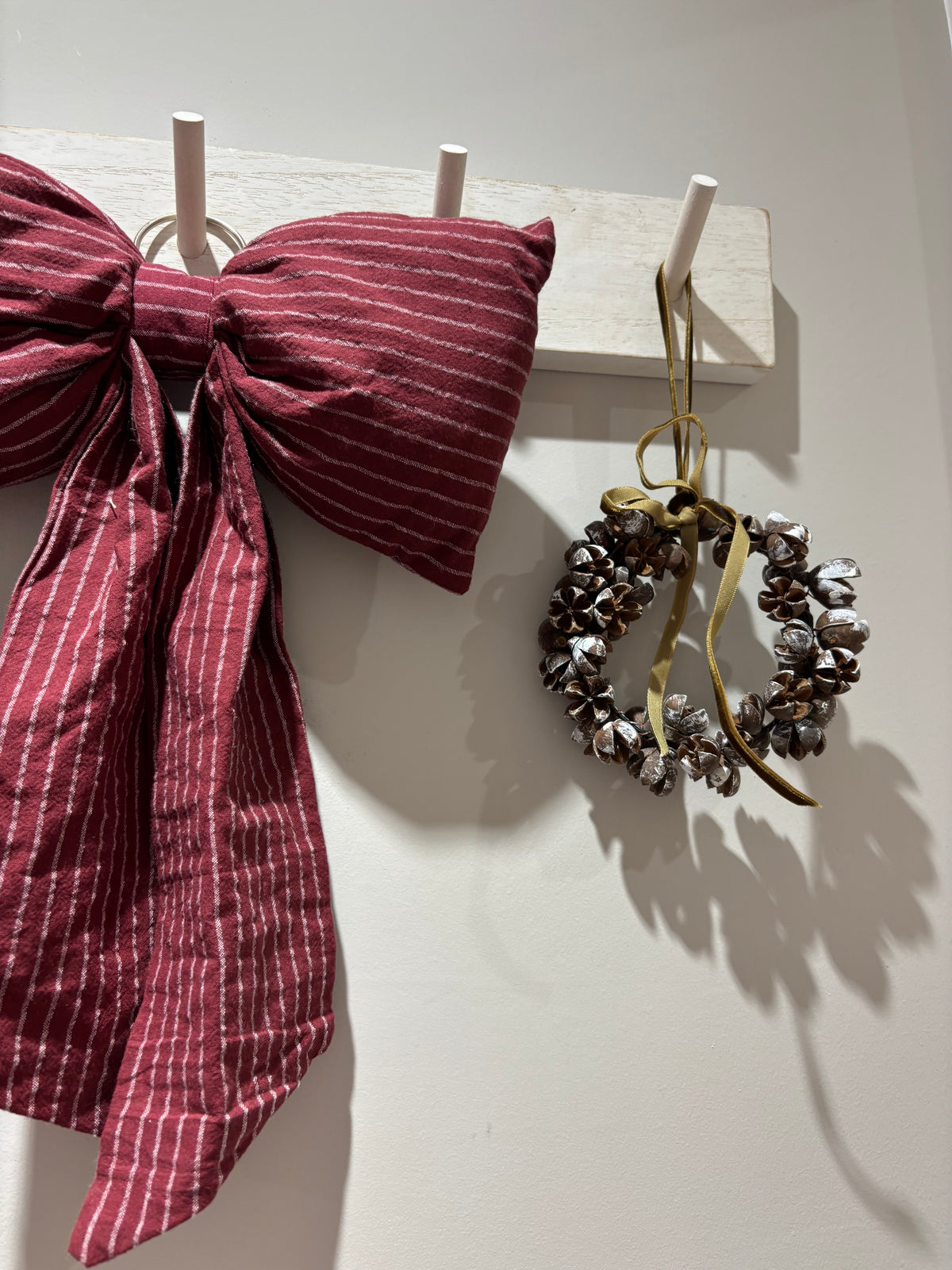 Mini Pinecone Christmas Wreath with Gold Bow