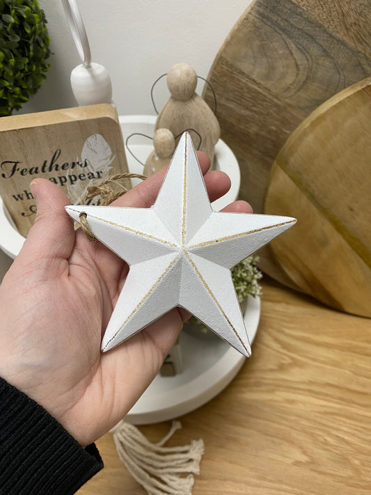 White Washed Wooden Star 12cm