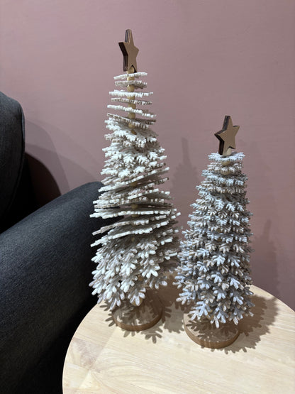 Beige & White Snowflake Christmas Tree - 2 sizes - note colour differences