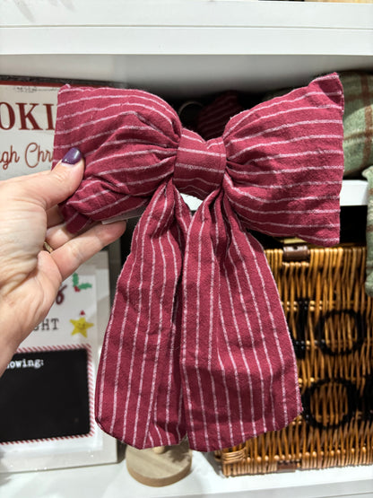 Fabric Bow Hanging Christmas Decoration 27cm