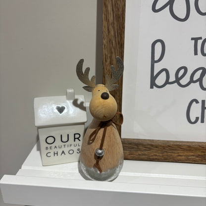 Wooden reindeer with silver antlers - Webster