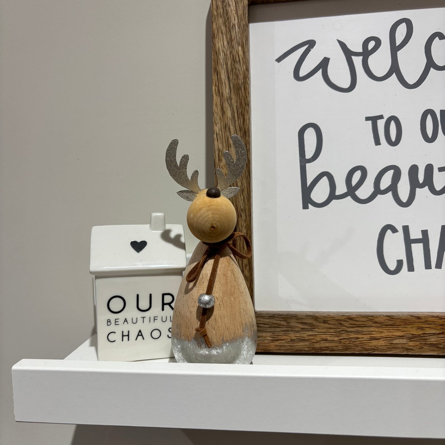 Wooden reindeer with silver antlers - Webster