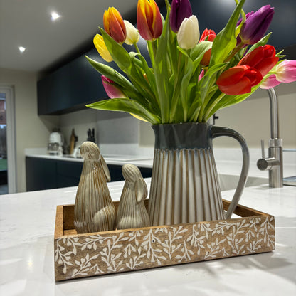 Beige Ribbed Standing Bunny - 2 sizes