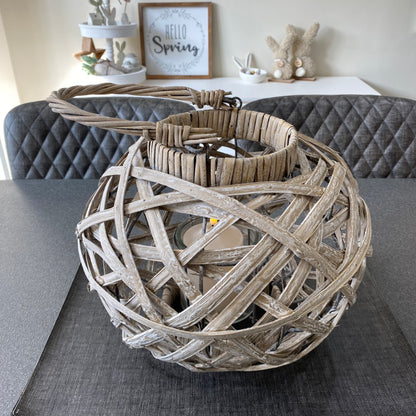 Round Cream Basket Lantern