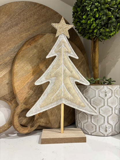 Cream Felt Standing Christmas Tree – 2 Sizes