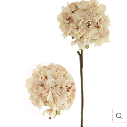 Faux Dried Touch Ruffled Hydrangea – Oyster – 52cm