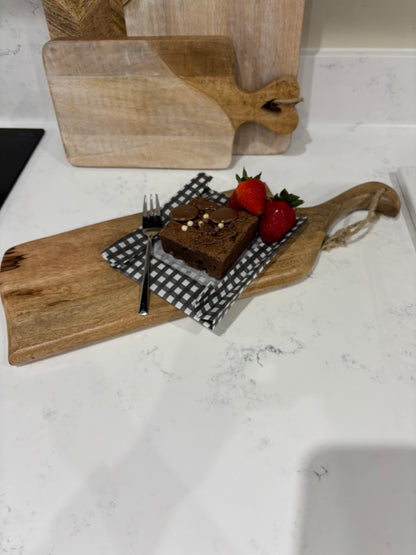 Ezra Slim Wooden Serving Platter | Mango Wood Serving Board with Handle