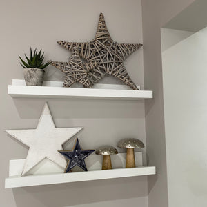 Rustic mango wood and grey enamel star