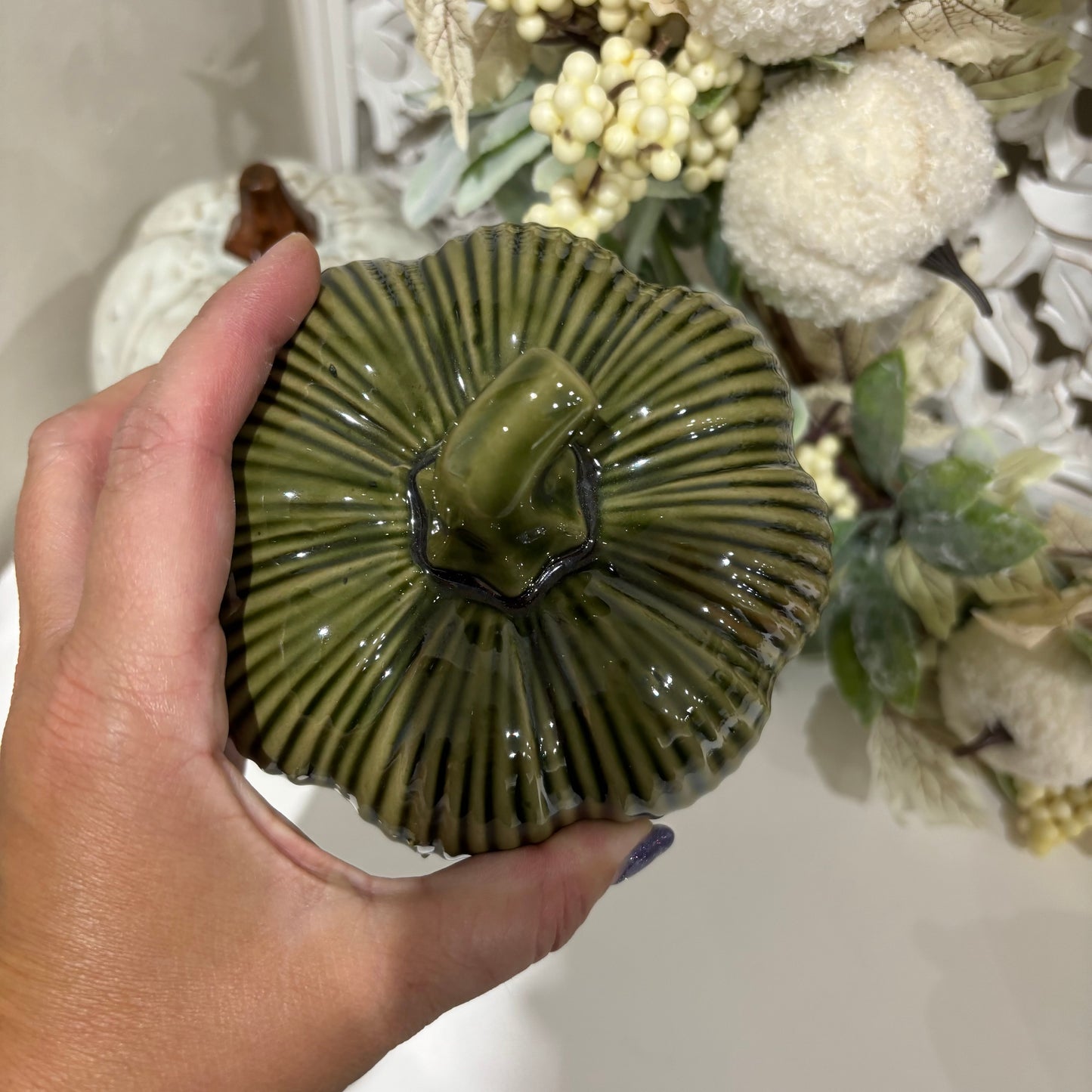 Green Glazed Pumpkin