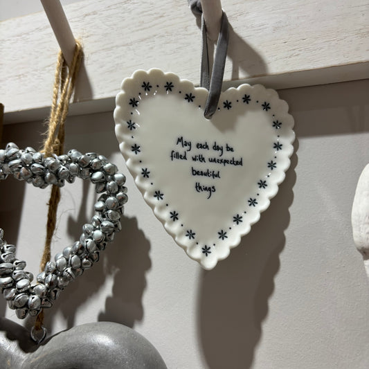 Scallop Heart Hanging Sign – “May Each Day Be Filled With Unexpected Beautiful Things”