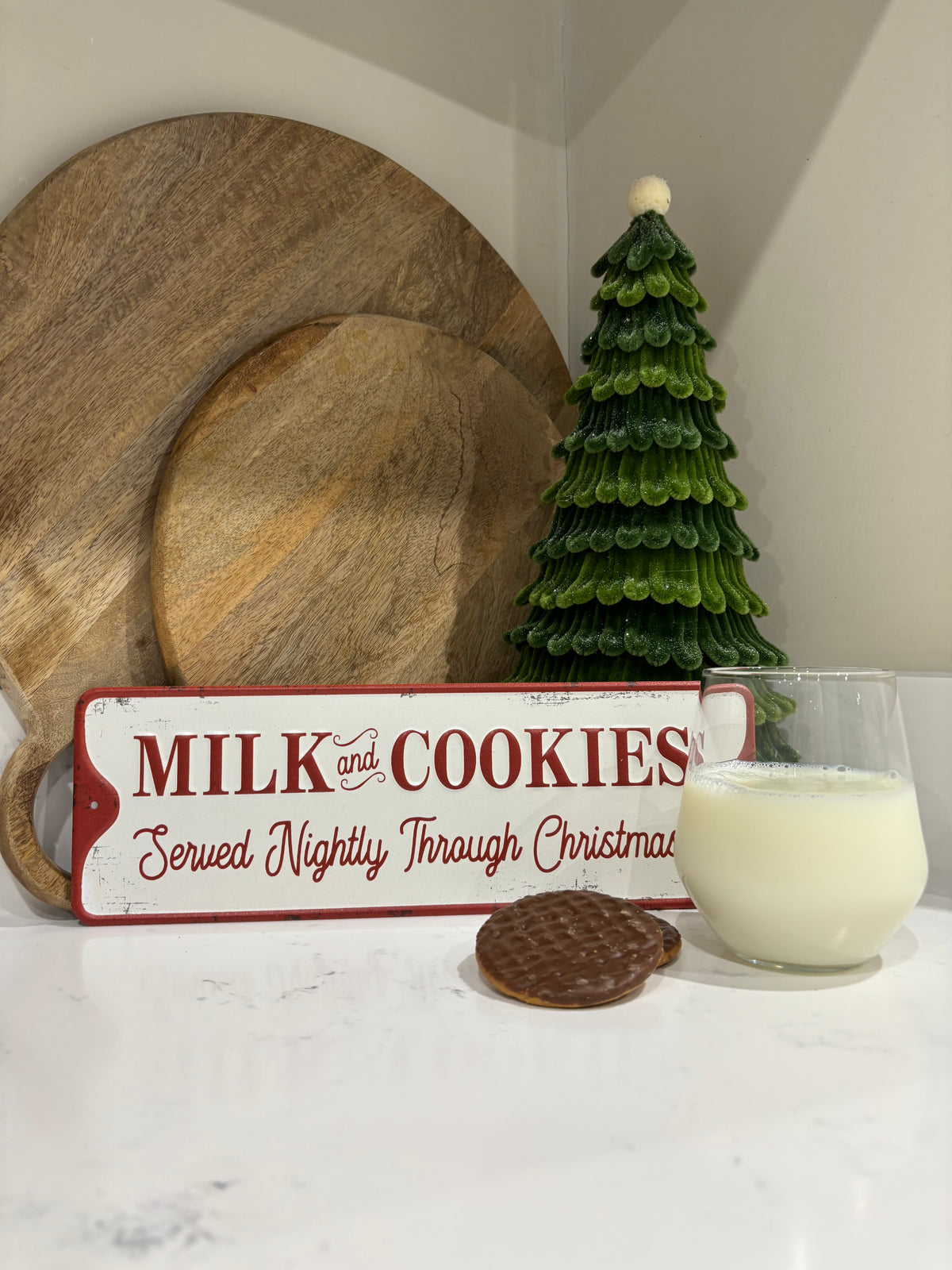 Milk and cookies metal sign