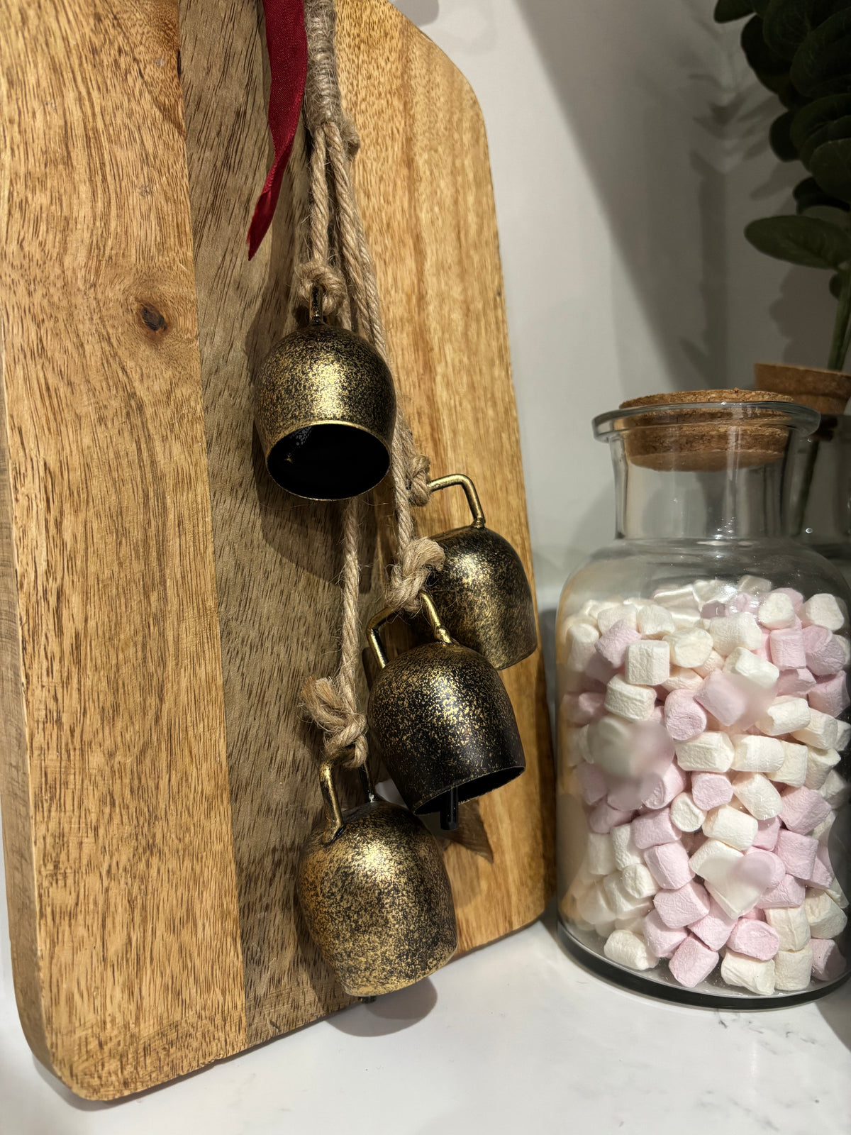 Metal Gold 4 Small Cowbell Hanging Garland