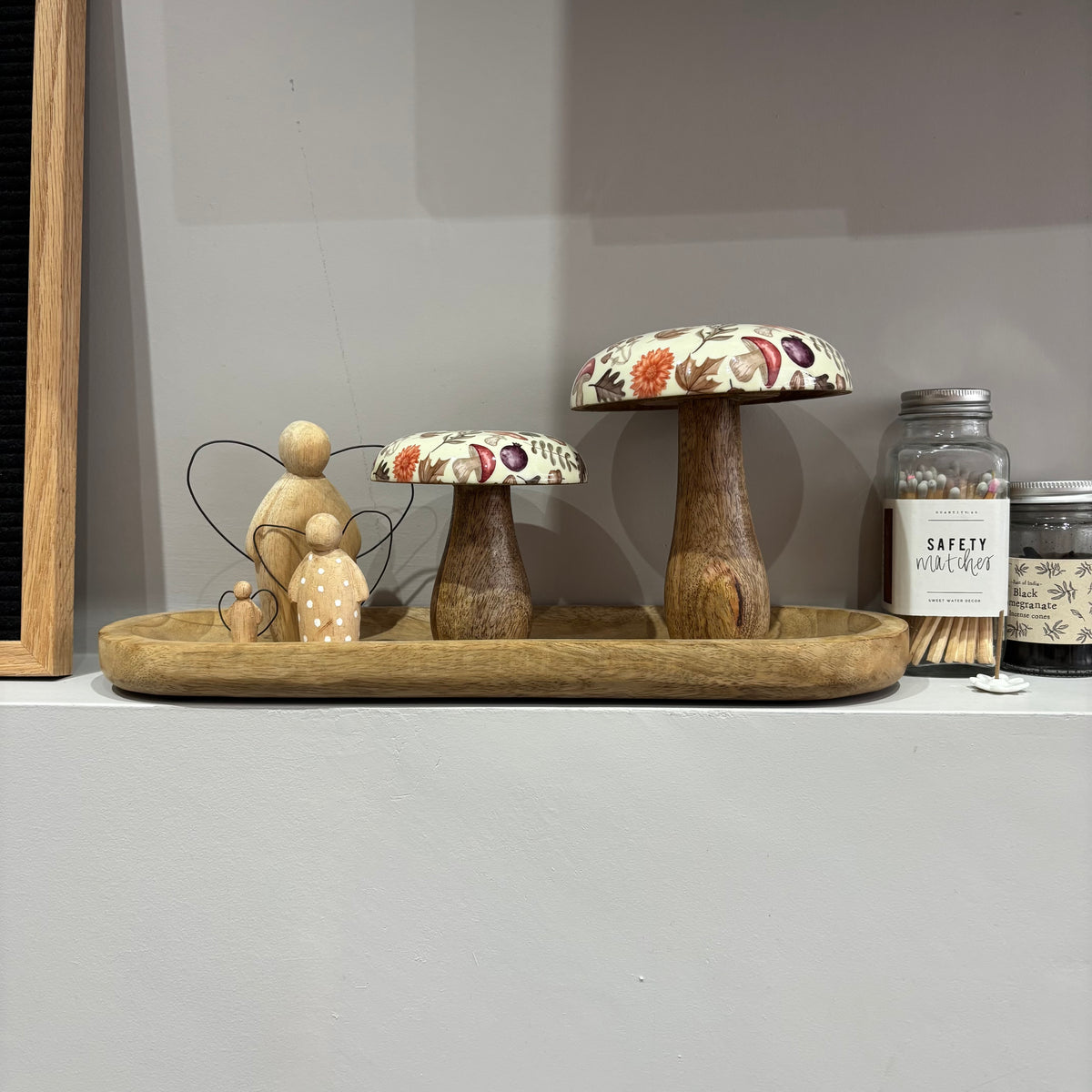 Autumnal mangowood mushrooms set of two