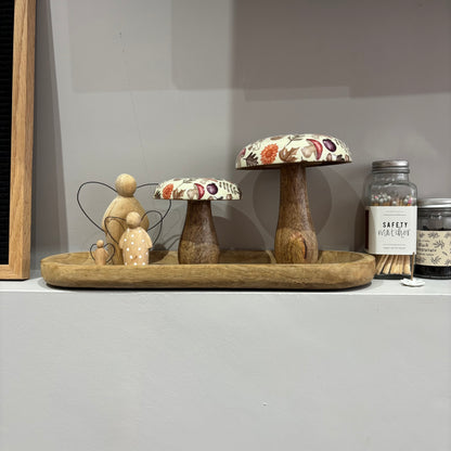 Autumnal mangowood mushrooms set of two