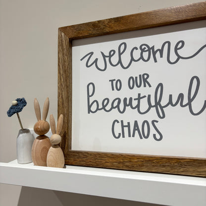 Rustic Wooden Rabbit Decorations – Set of 2