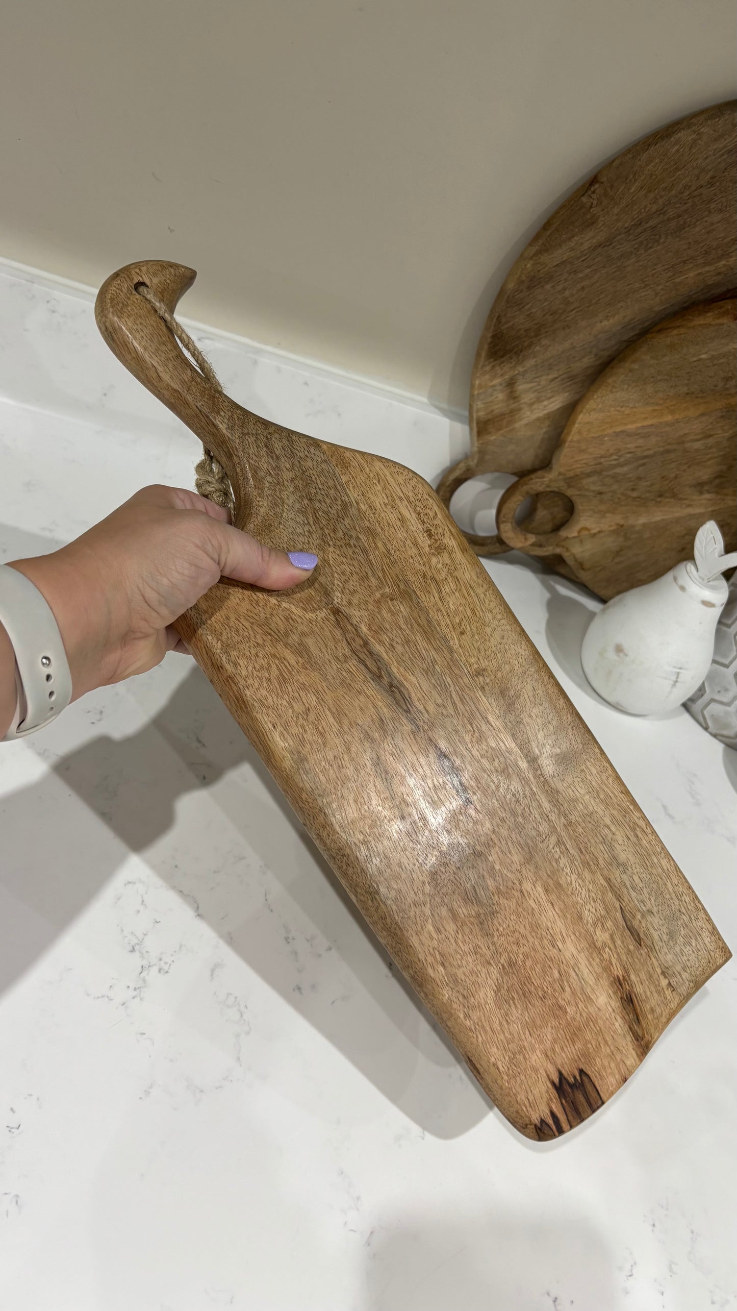Ezra Slim Wooden Serving Platter | Mango Wood Serving Board with Handle