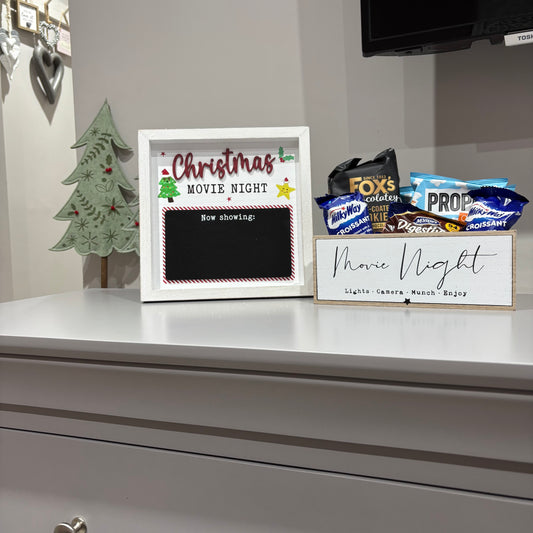 Movie Night Easel Plaque with Blackboard