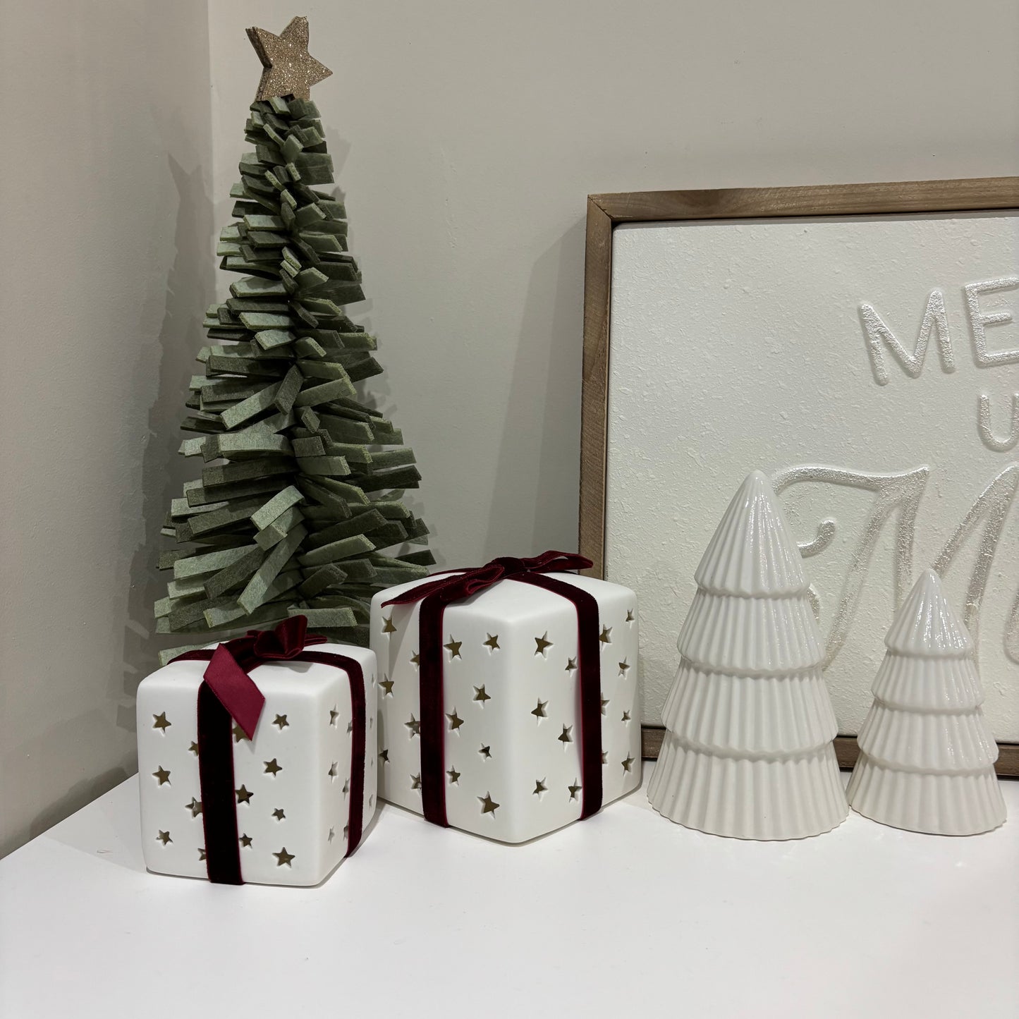 Shining White Glazed Festive Trees - 2 sizes