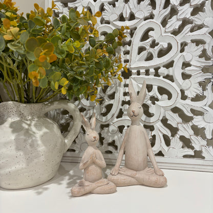 White Resin Sitting Bunny Rabbits