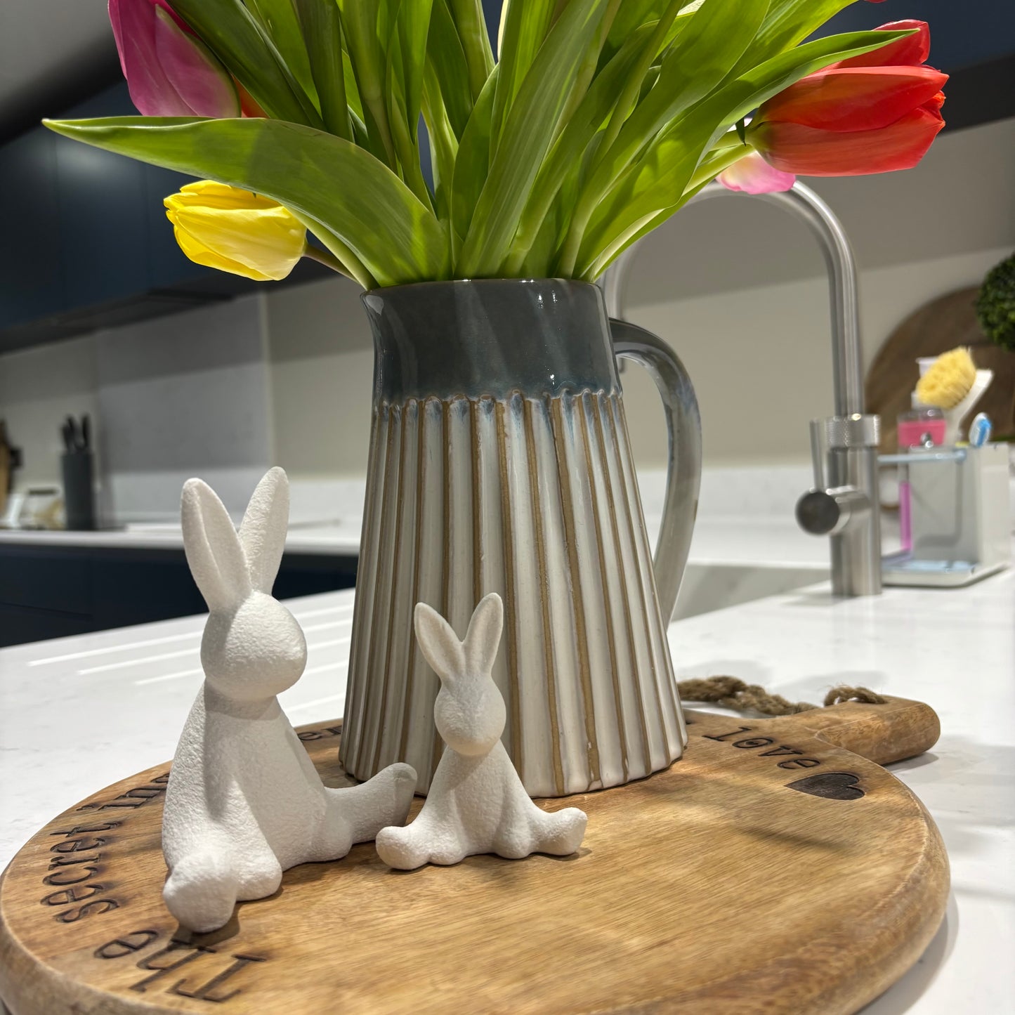 White Ceramic Sitting Bunnies - 2 sizes
