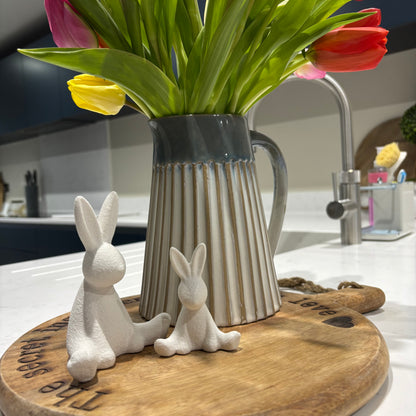 White Ceramic Sitting Bunnies - 2 sizes