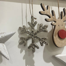 Load image into Gallery viewer, Silver Metal Hanging Snowflake