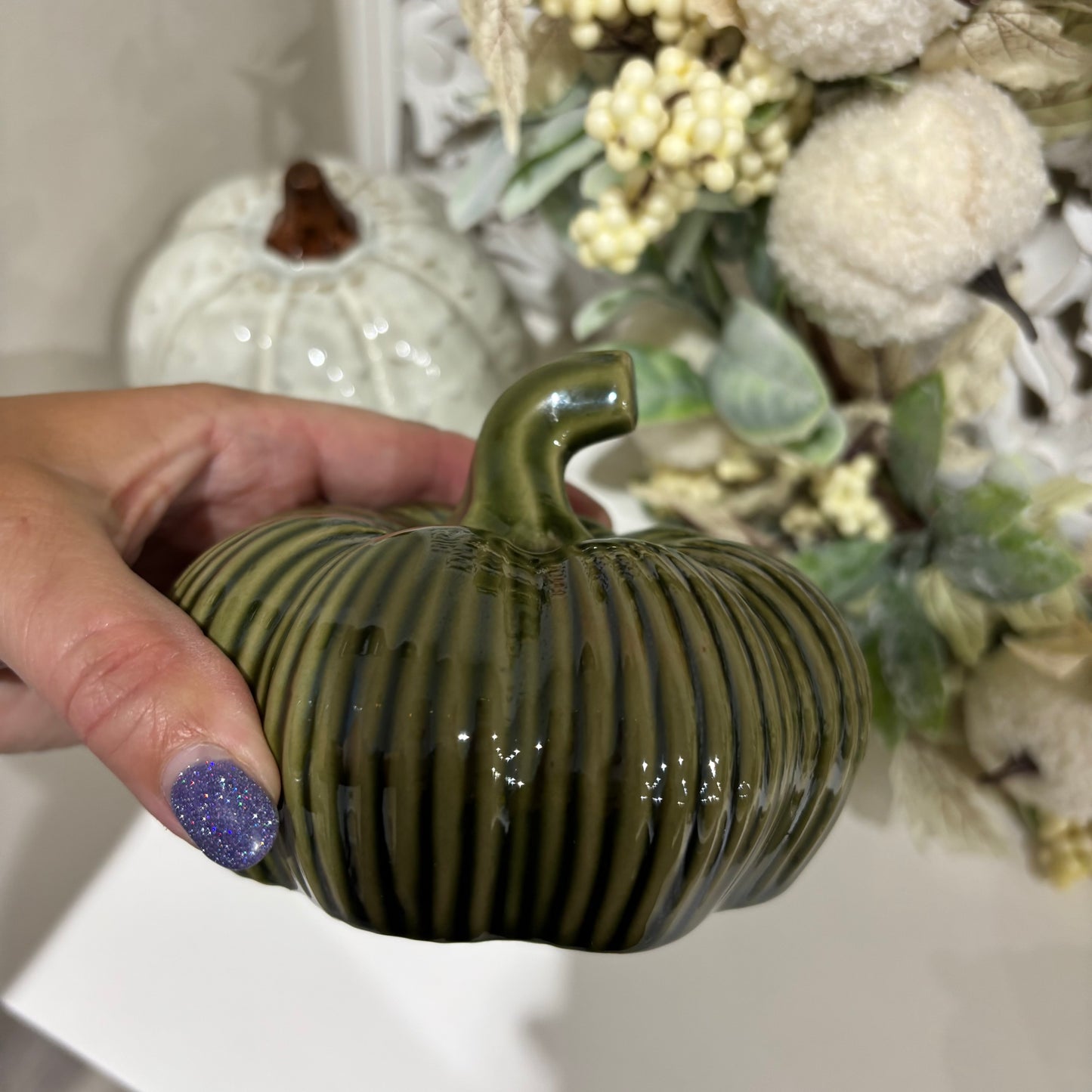 Green Glazed Pumpkin