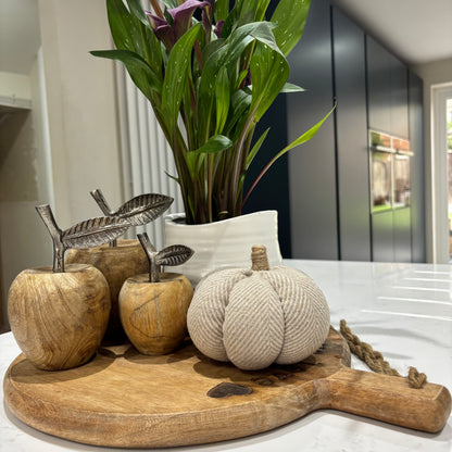 Grey & White Herringbone Fabric Pumpkin