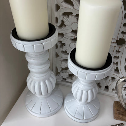 Whitewash rustic candle holder - 2 sizes