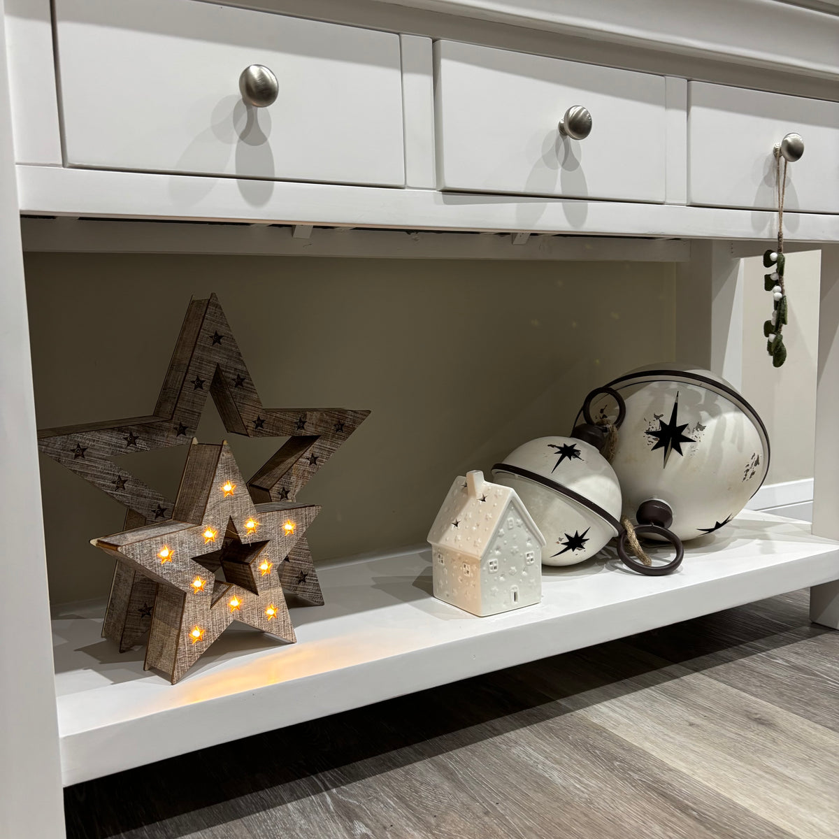 Beige Wooden LED Light Up Christmas Star - individual